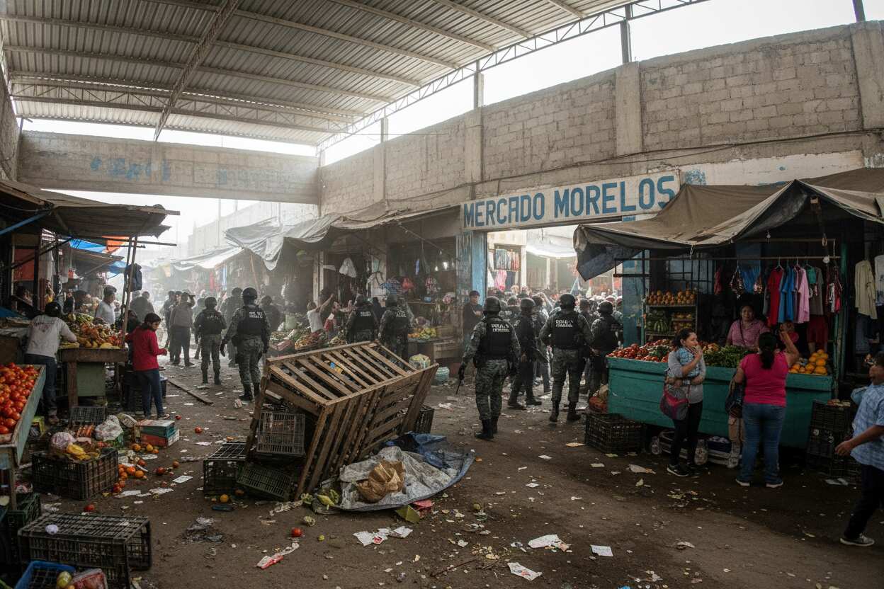 Balacera en Mercado Morelos Puebla: Dos heridos, operativo policial activado