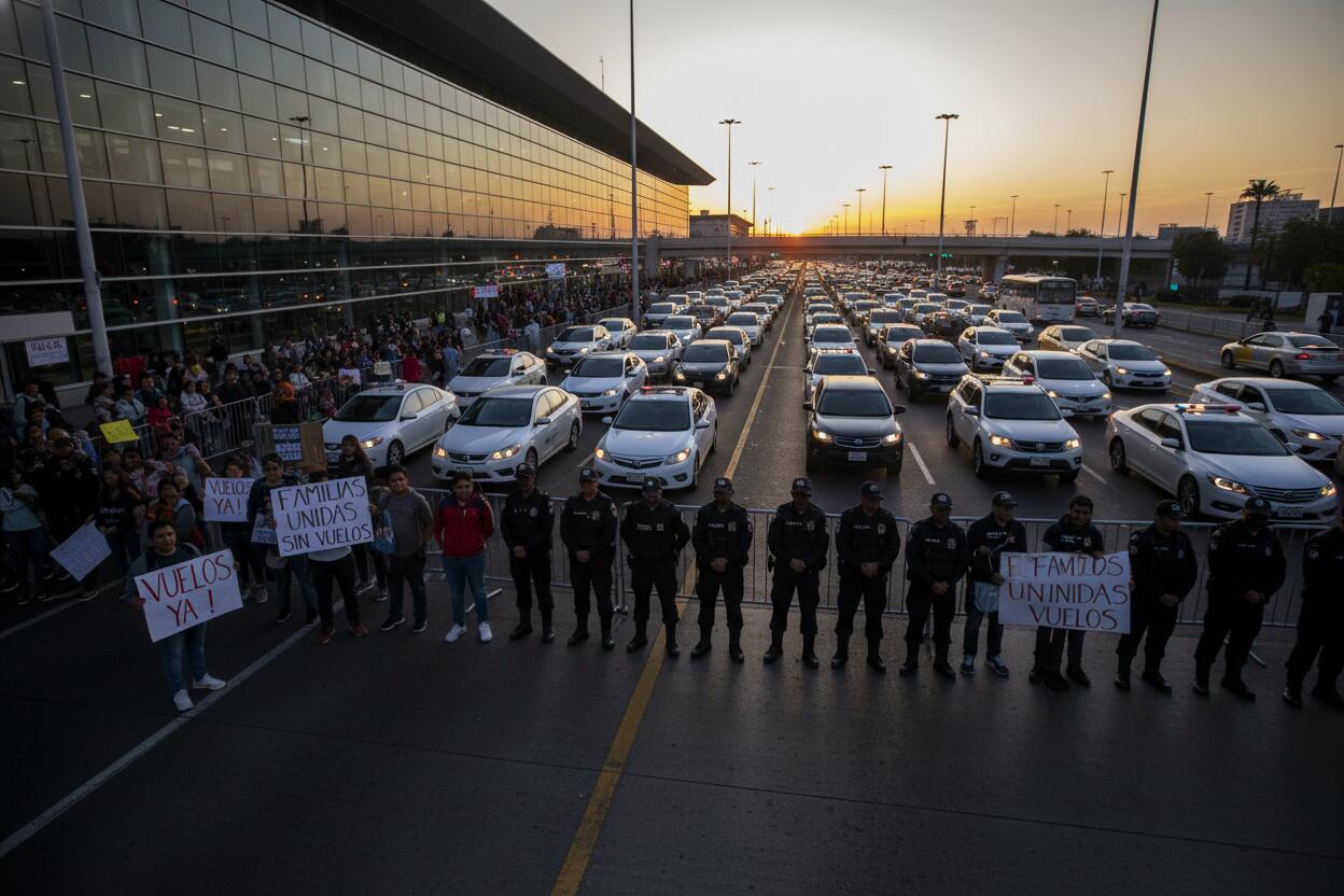 Bloqueo en Terminal 1 del AICM por muerte de joven: exigencias de familiares