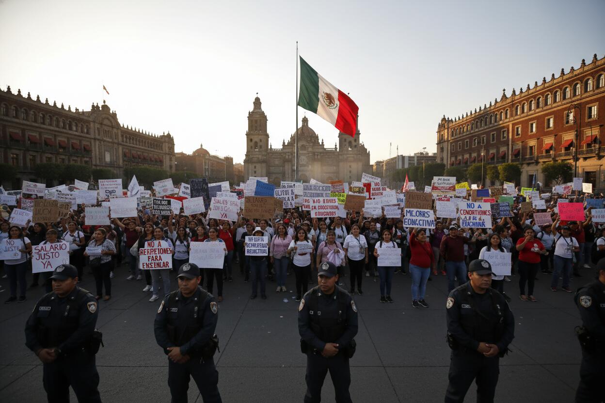 Maestros de la CNTE rompen vallas en CDMX tras enfrentamientos con policía