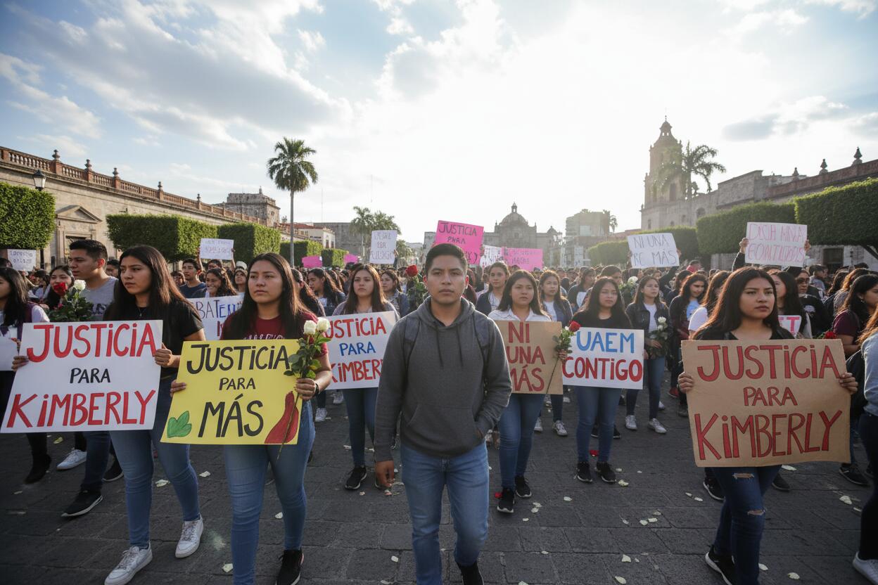Miles de estudiantes protestan por justicia para Kimberly Ramos en la UAEM