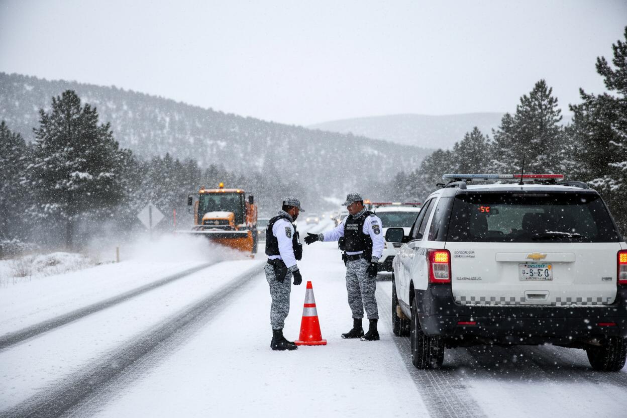 Guardia Nacional refuerza seguridad vial ante nevadas en Chihuahua