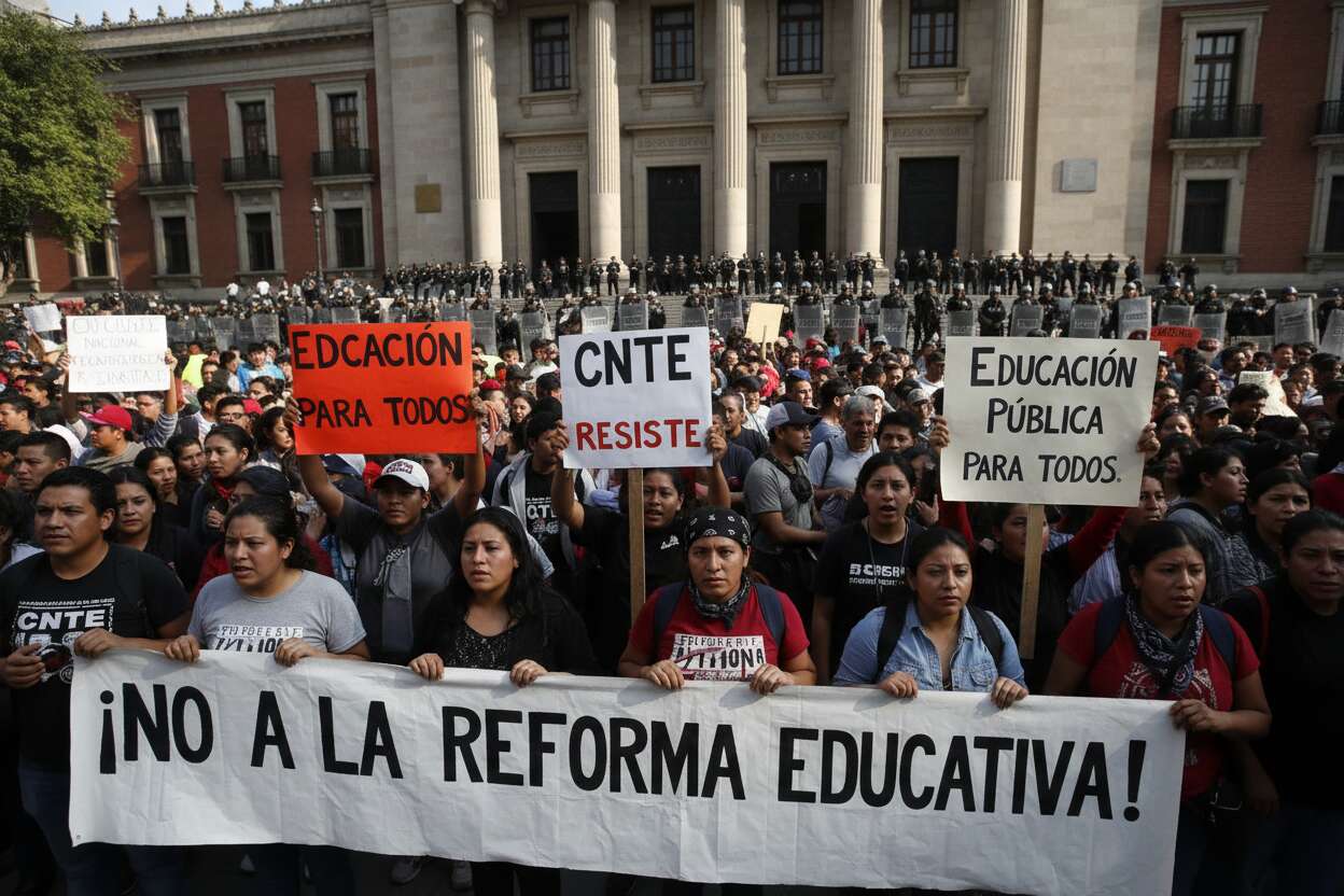 CNTE causa daños en la SEP durante protestas en CDMX