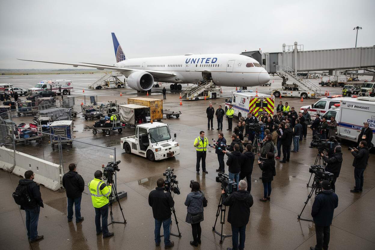 Vuelo de United choca contra poste al aterrizar en Newark, conductor herido