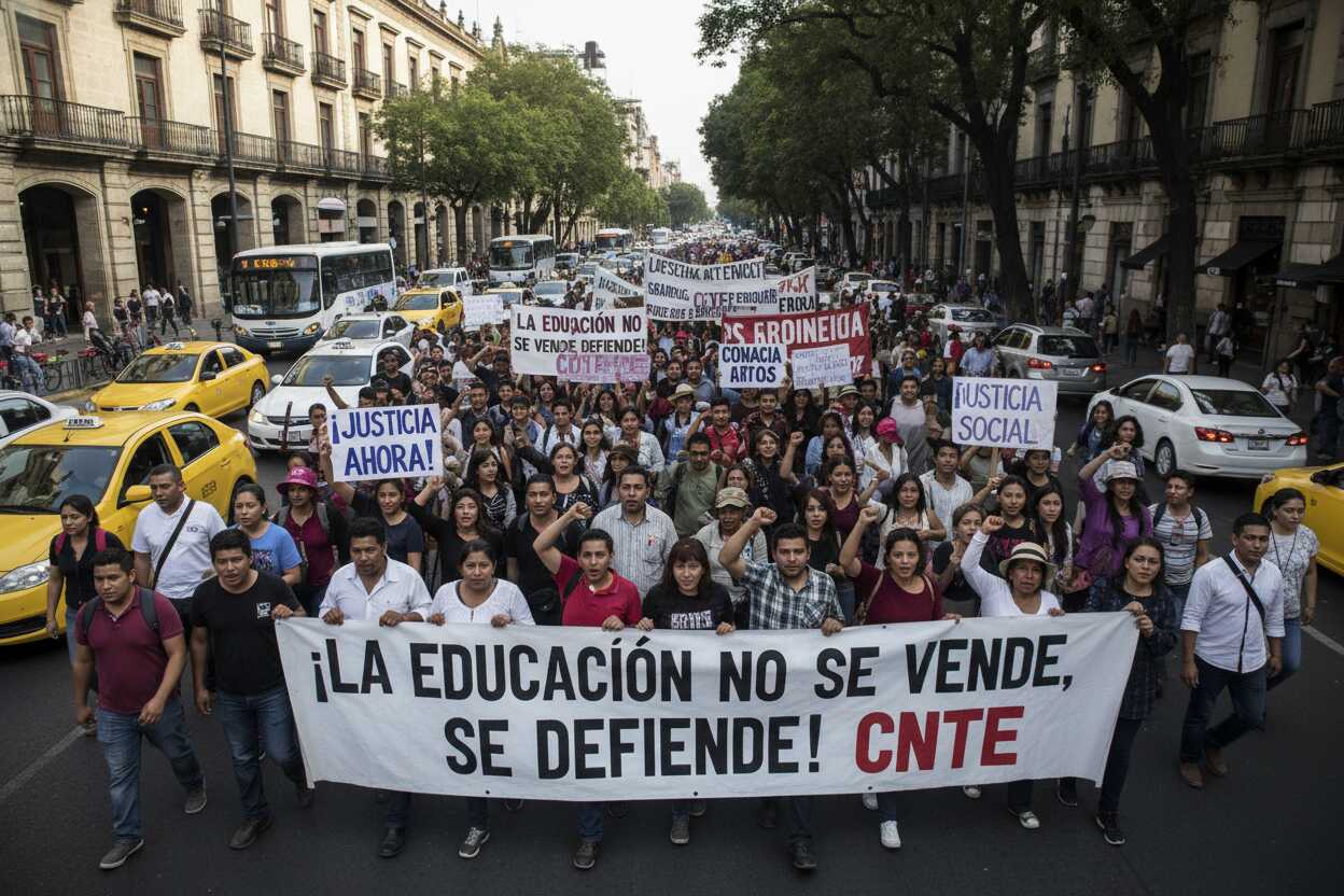 CNTE se manifiesta en CDMX: Bloqueos y Asamblea Nacional por cambios laborales