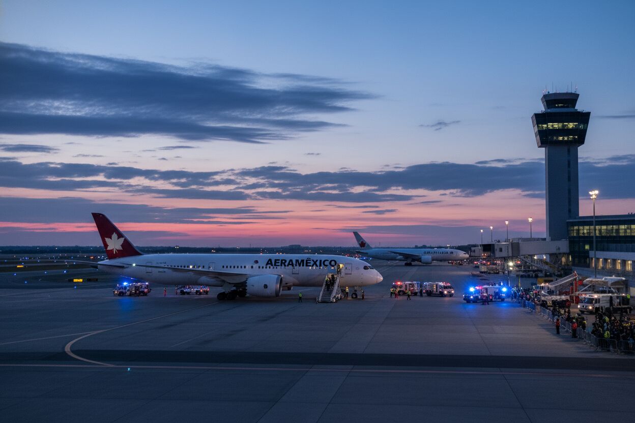Aeroméxico aborta despegue por invasión de avión Air Canada en AICM