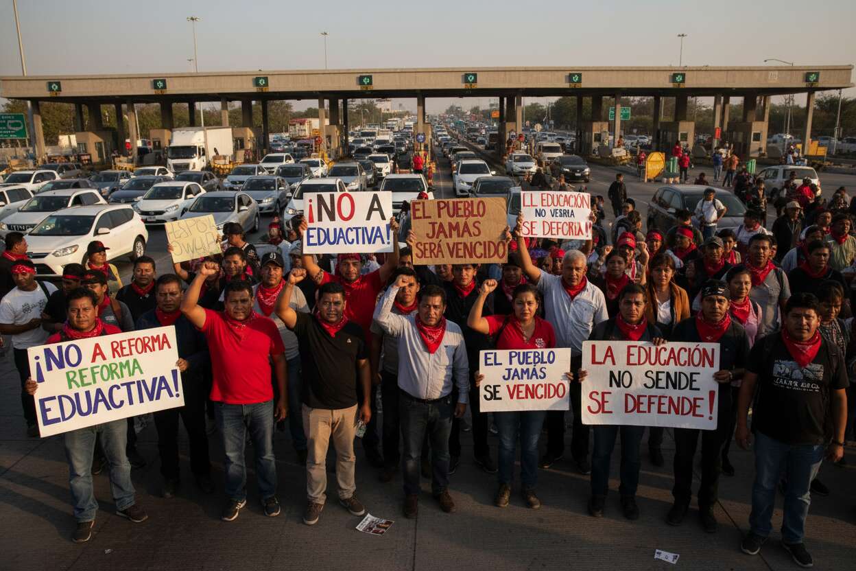 Maestros de la CNTE bloquean peajes durante protesta nacional