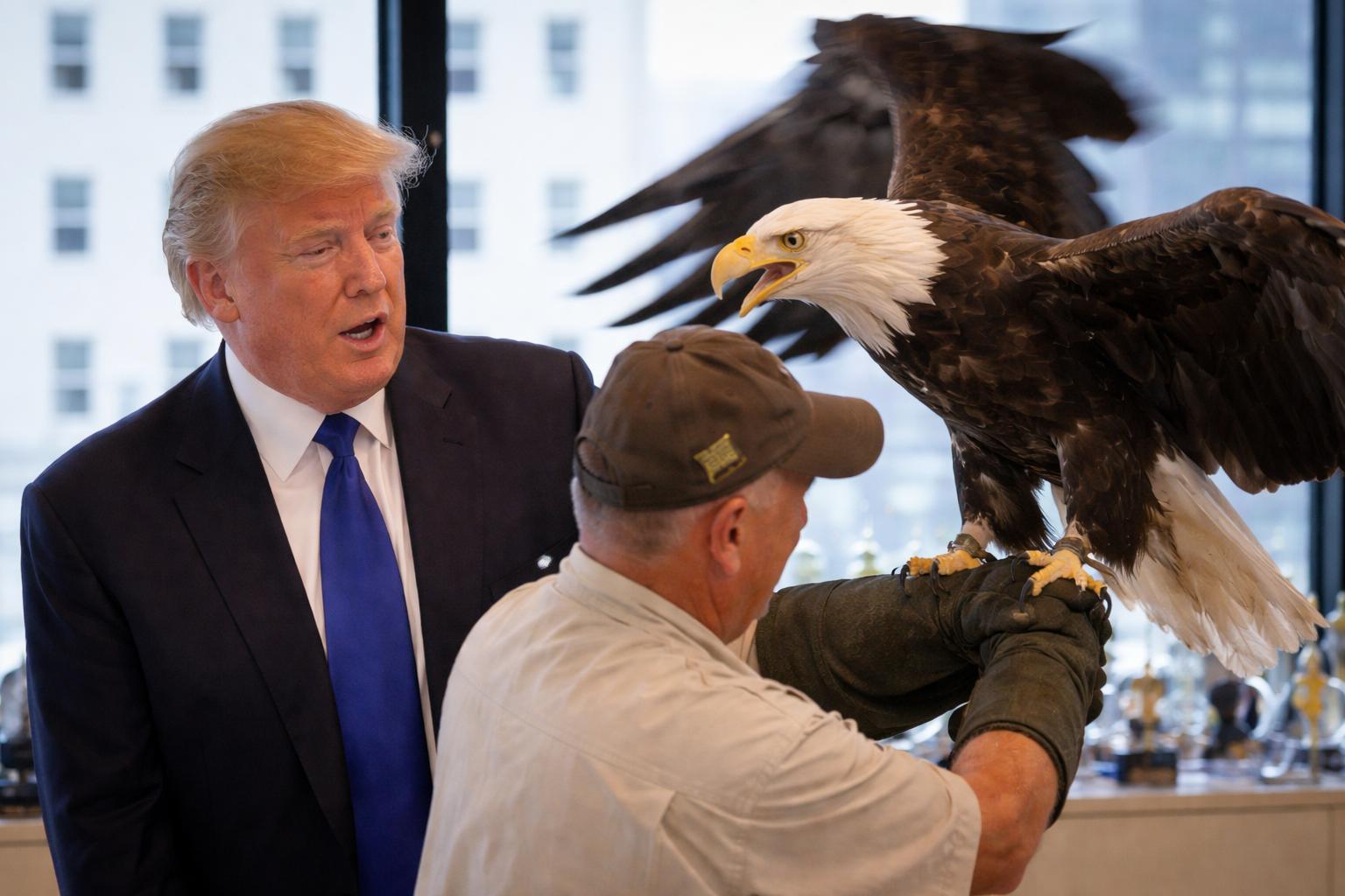 Trump posa con un águila calva para Time y el 