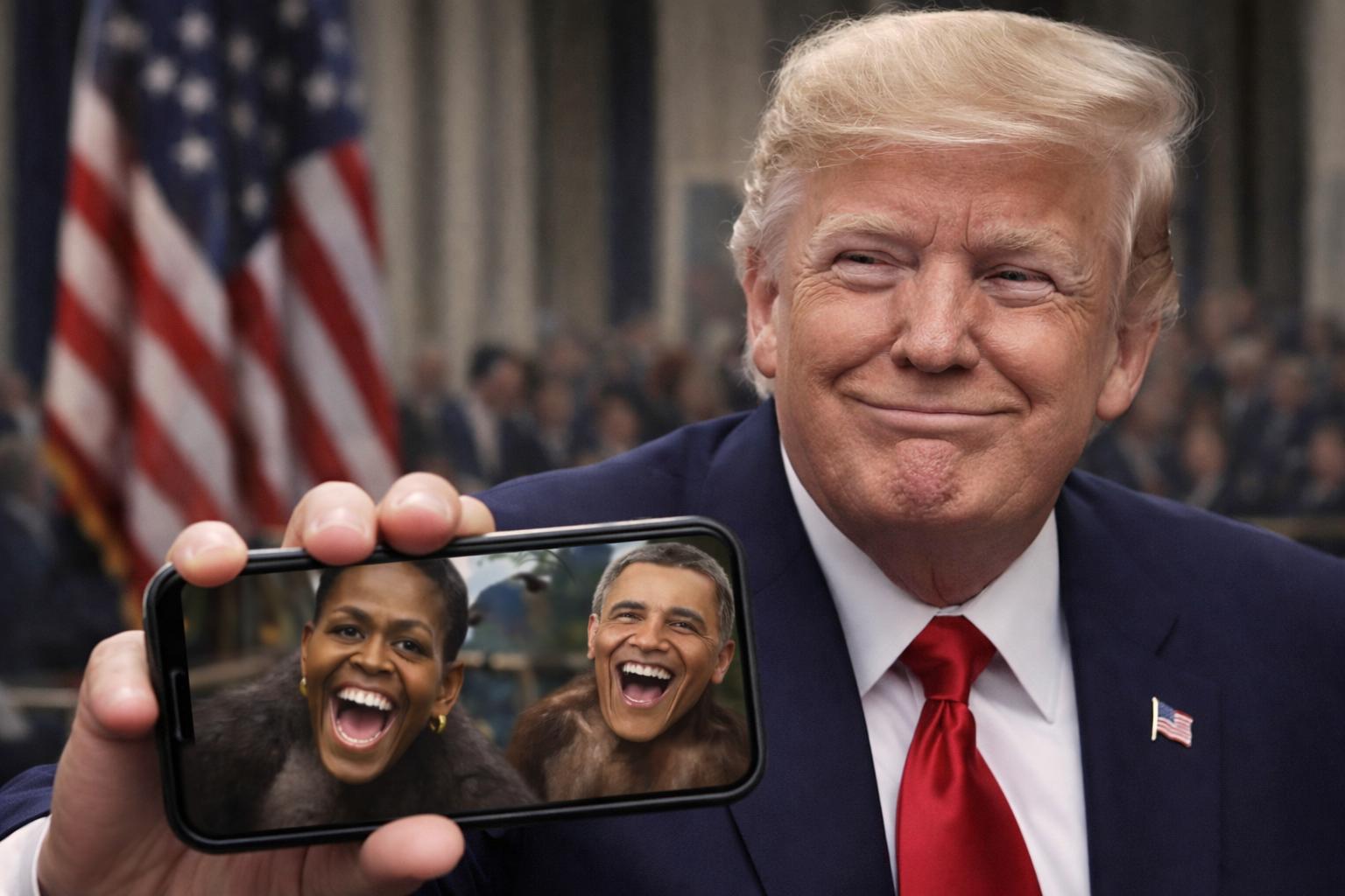 Trump provoca indignación al difundir video que retrata a Barack y Michelle Obama como simios