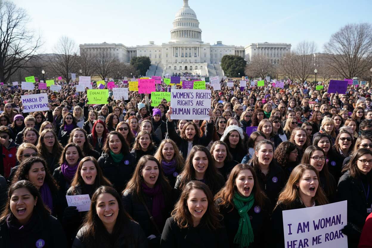 Marcha del Día Internacional de la Mujer en EEUU: Exigencia de Igualdad y Justicia