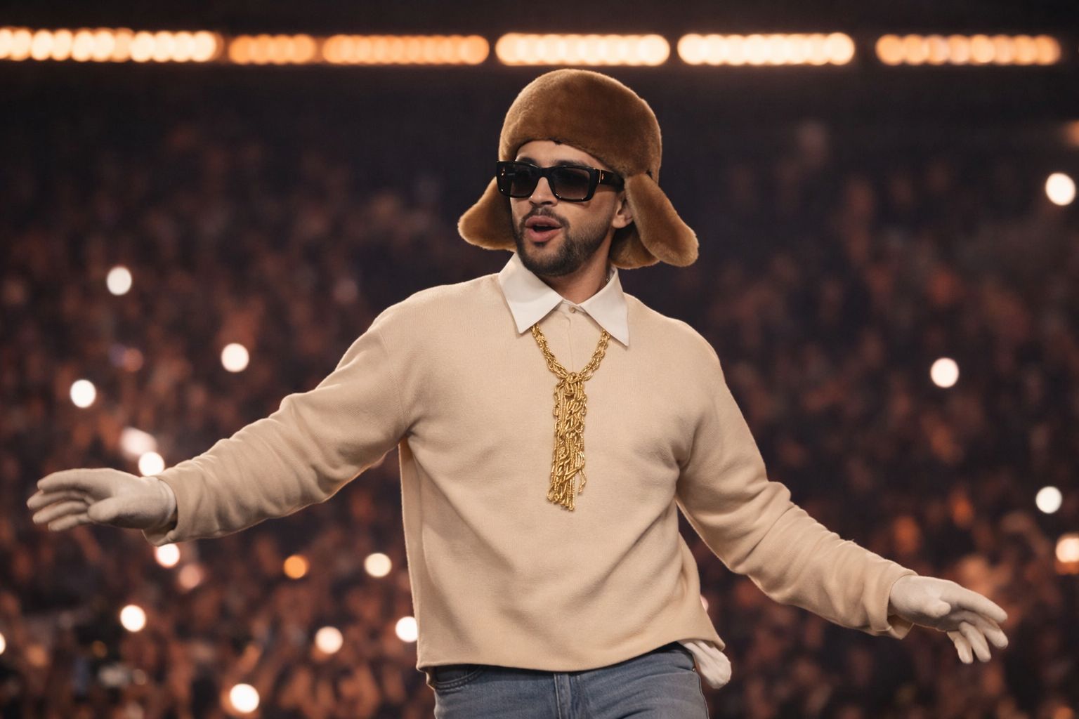 Aparece supuesto video de Bad Bunny bailando La Chona durante ensayos del Super Bowl