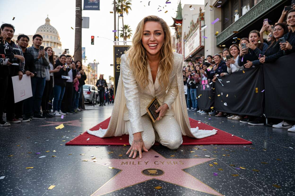 Miley Cyrus recibe estrella en el Paseo de la Fama de Hollywood