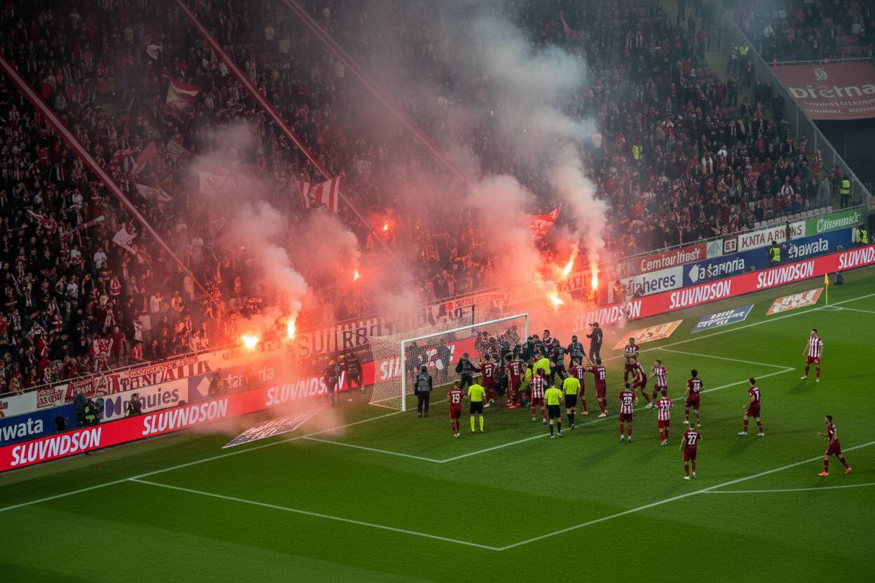 Violencia en el derbi de Praga: Partida Slavia-Sparta suspendida por invasión de campo