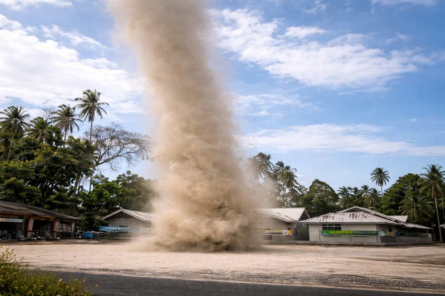 Extraño remolino de polvo sorprende en Malasia: enorme columna giratoria aparece entre casas en Penang