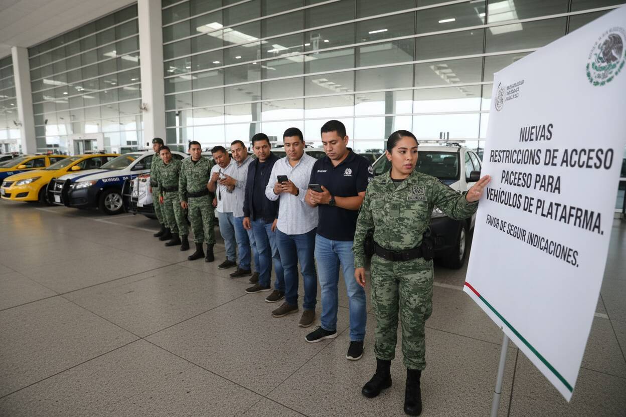 Guardia Nacional advierte a taxis apps sobre restricciones en AICM: multas de hasta 55 mil pesos
