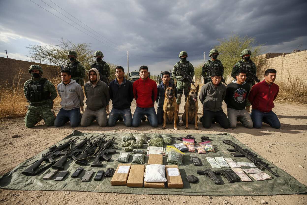 Guardia Nacional detiene a 11 personas con armas y droga en Tlaxcala
