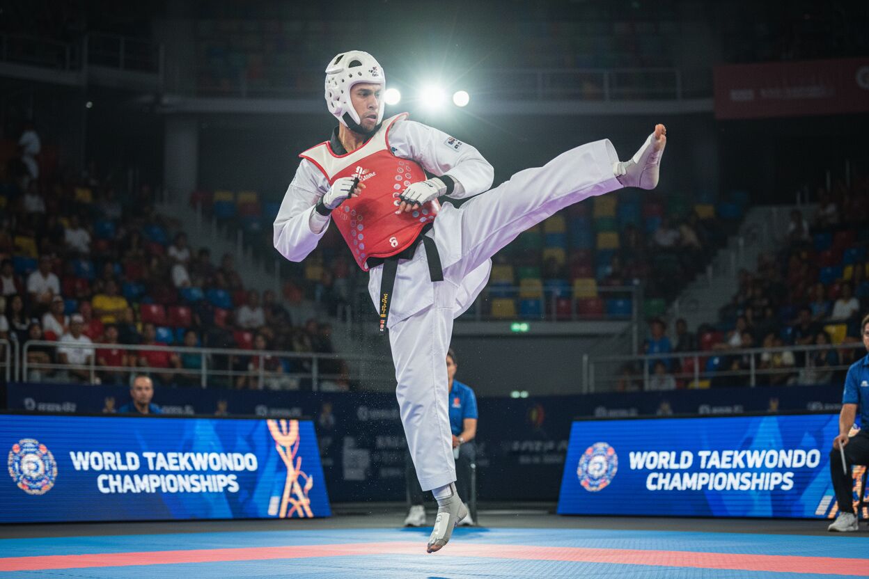 Taekwondista puma Edgar Uriel Hernández conquista quinto lugar mundial.