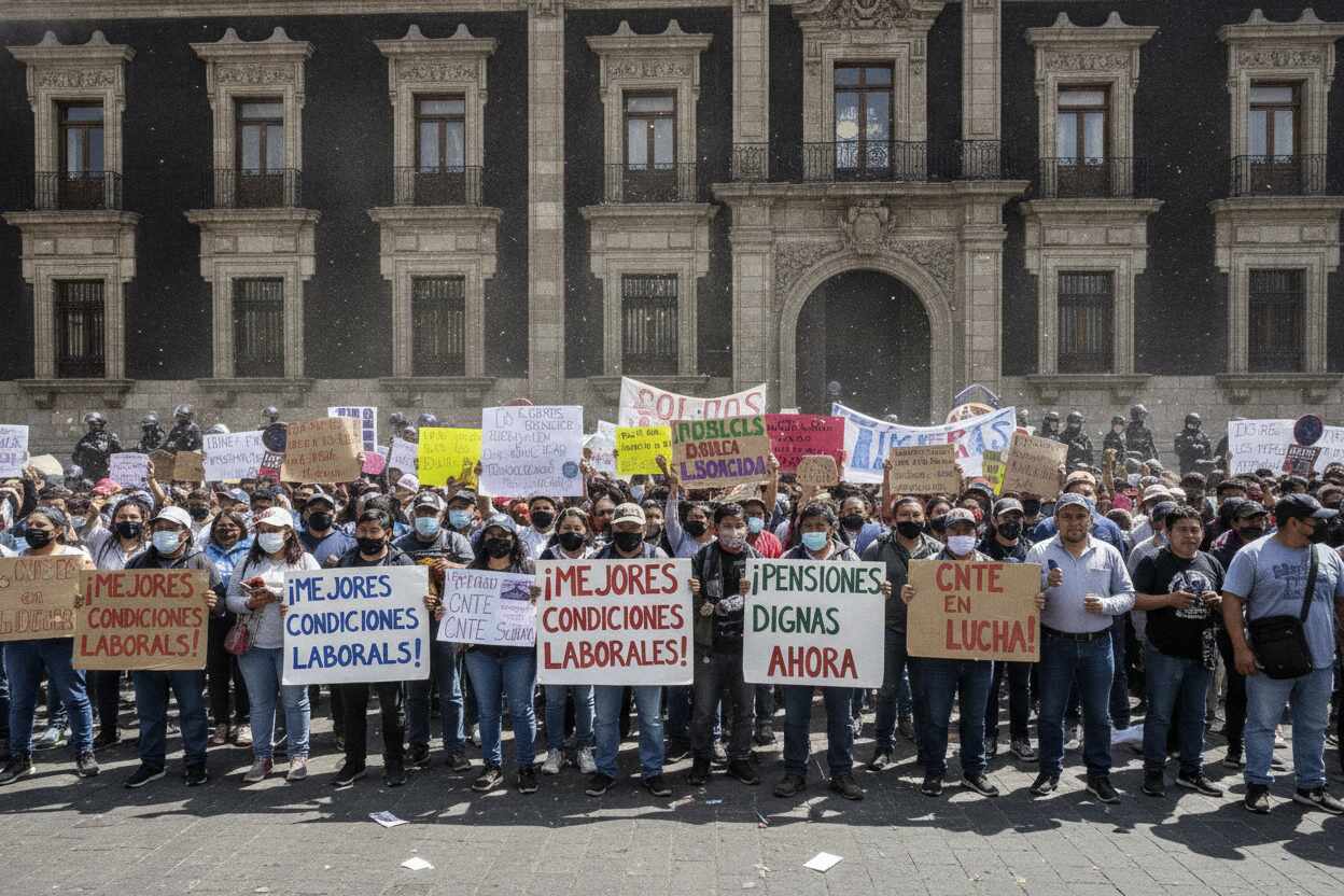 Maestros en huelga cierran peajes en protesta por pensiones y salarios