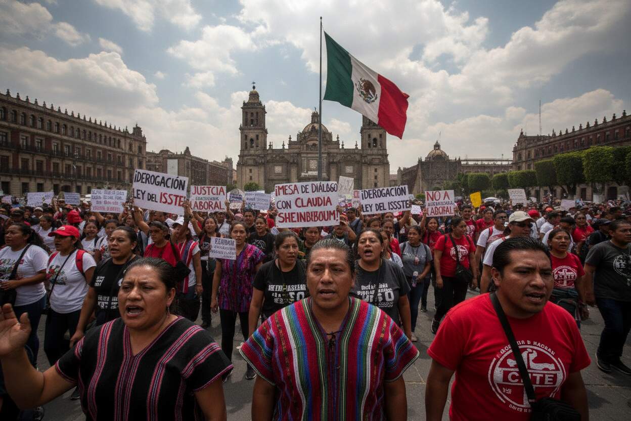 CNTE mantiene huelga nacional y exige reunión con Sheinbaum