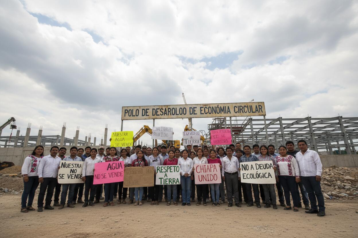 Residentes de San José Chiapa protestan contra proyecto de economía circular por afectaciones ambientales