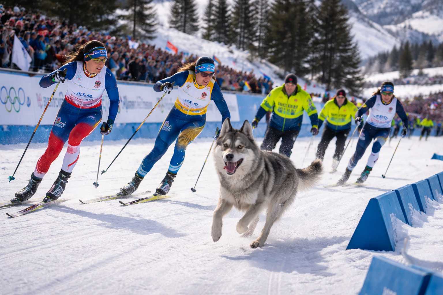 Perro lobo invade prueba olímpica en Milán-Cortina 2026 y se gana el corazón del público