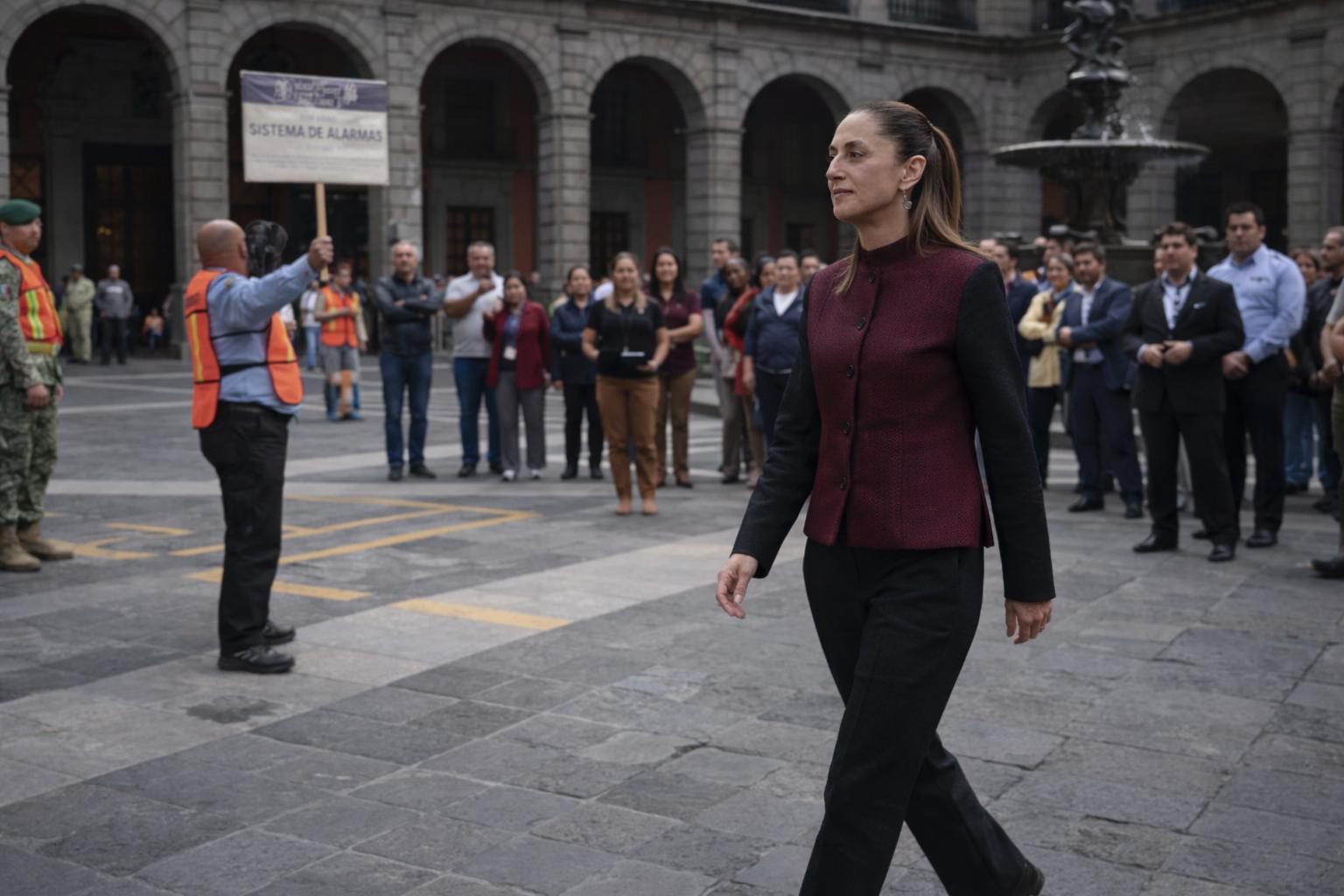 Sheinbaum participa en simulacro regional desde Palacio Nacional