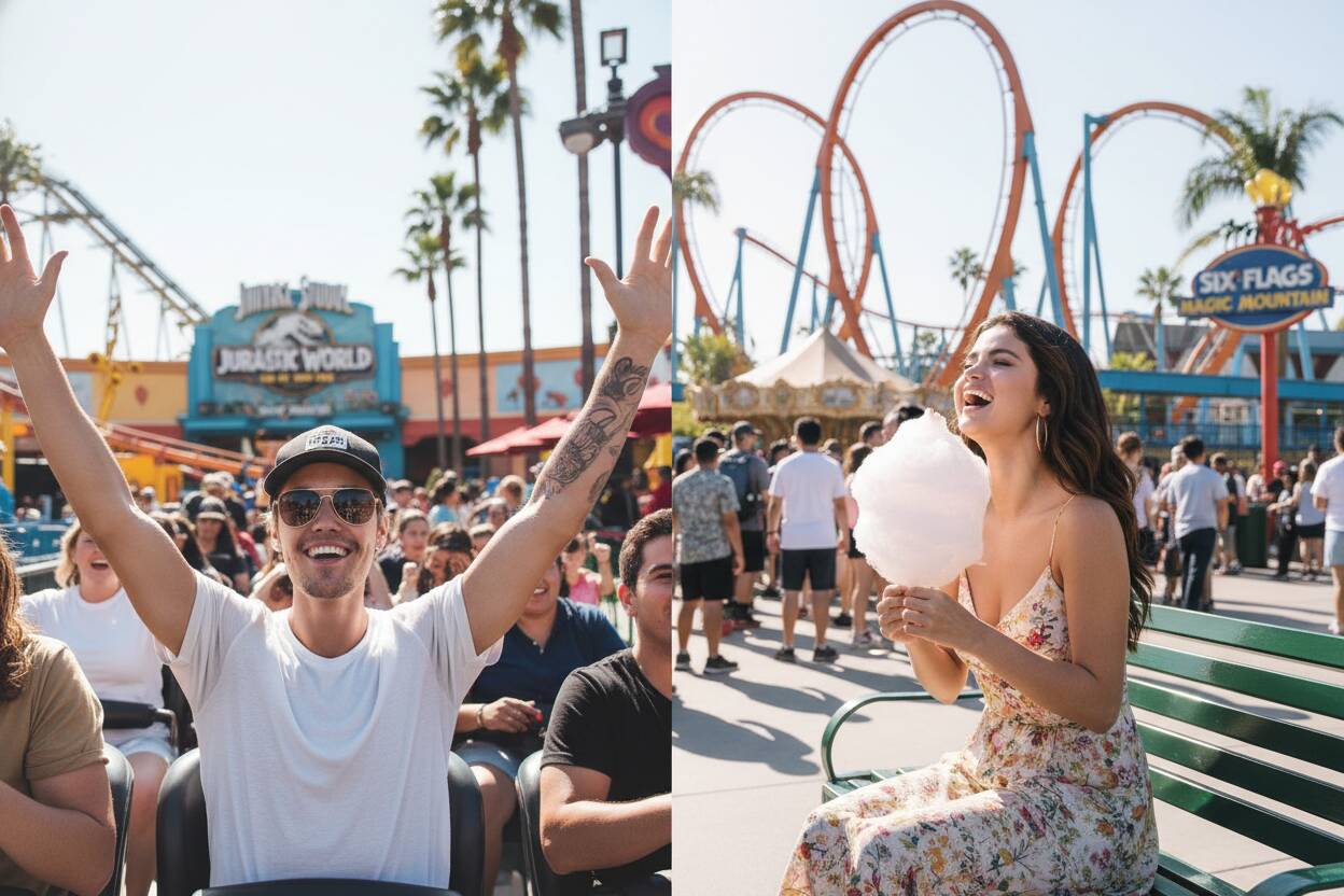 ¿Coincidencia o destino? Justin Bieber y Selena Gomez disfrutan parques temáticos en LA