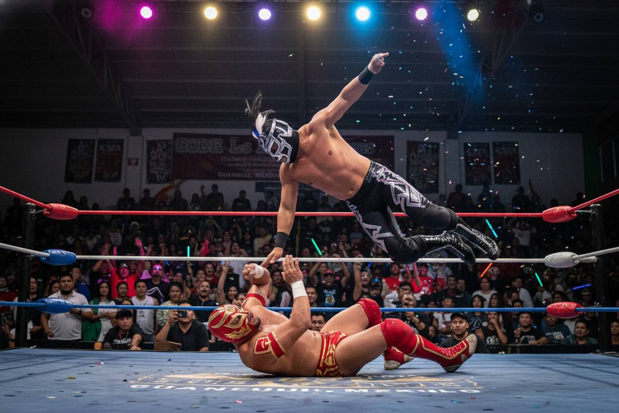 Luchadores encienden el ring en León para apoyar a Dark Espíritu