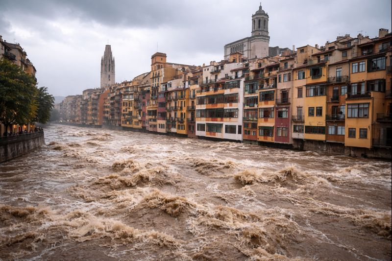 Temporal azota Cataluña: Girona en alerta por crecida del río Onyar y un desaparecido