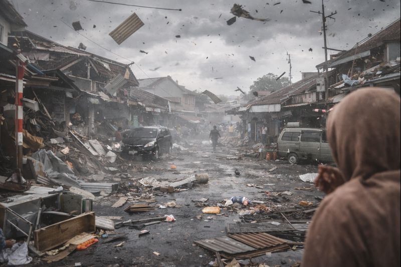 Tornado causa pánico y severos daños en Java Central, Indonesia