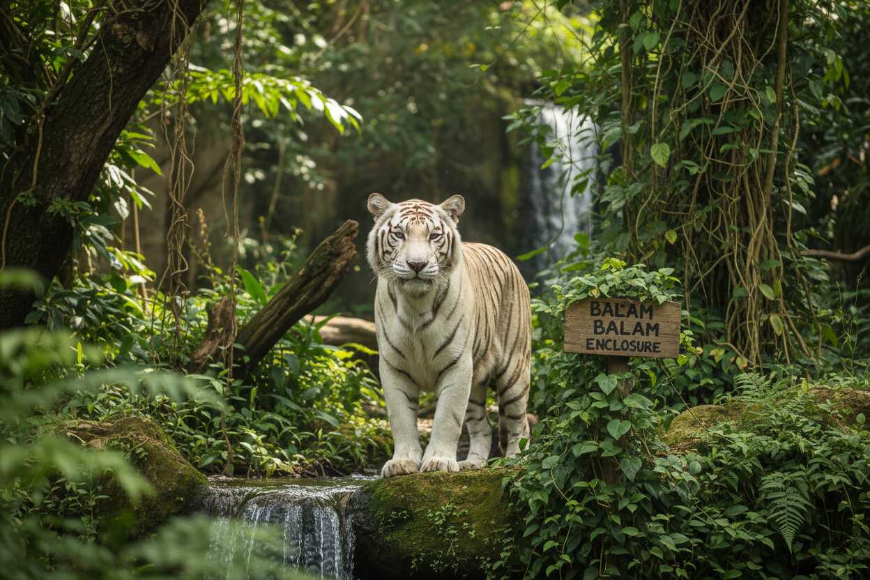 Mérida traslada tigre blanco a nuevo felinario para conservación