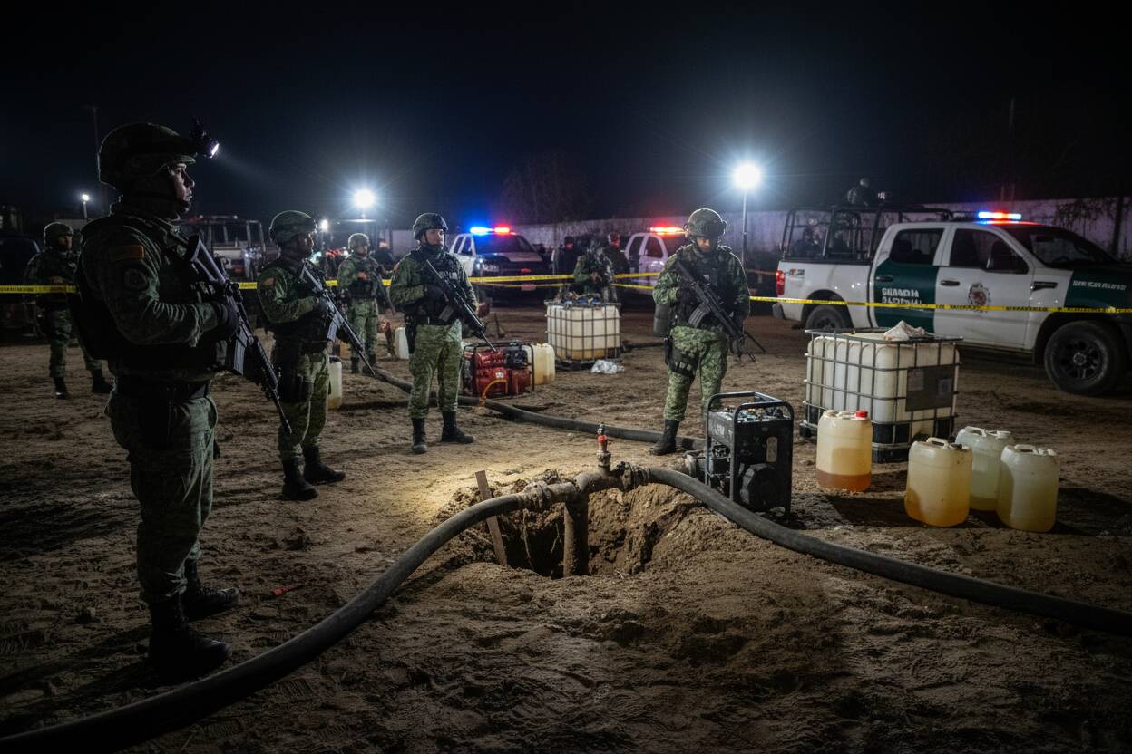 Agentes estatales y federales incautan 25 mil litros de huachicol en Cortázar, Guanajuato