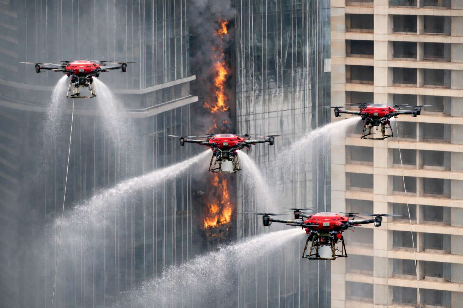 China prueba drones para apagar incendios en rascacielos de 151 metros en Shenzhen