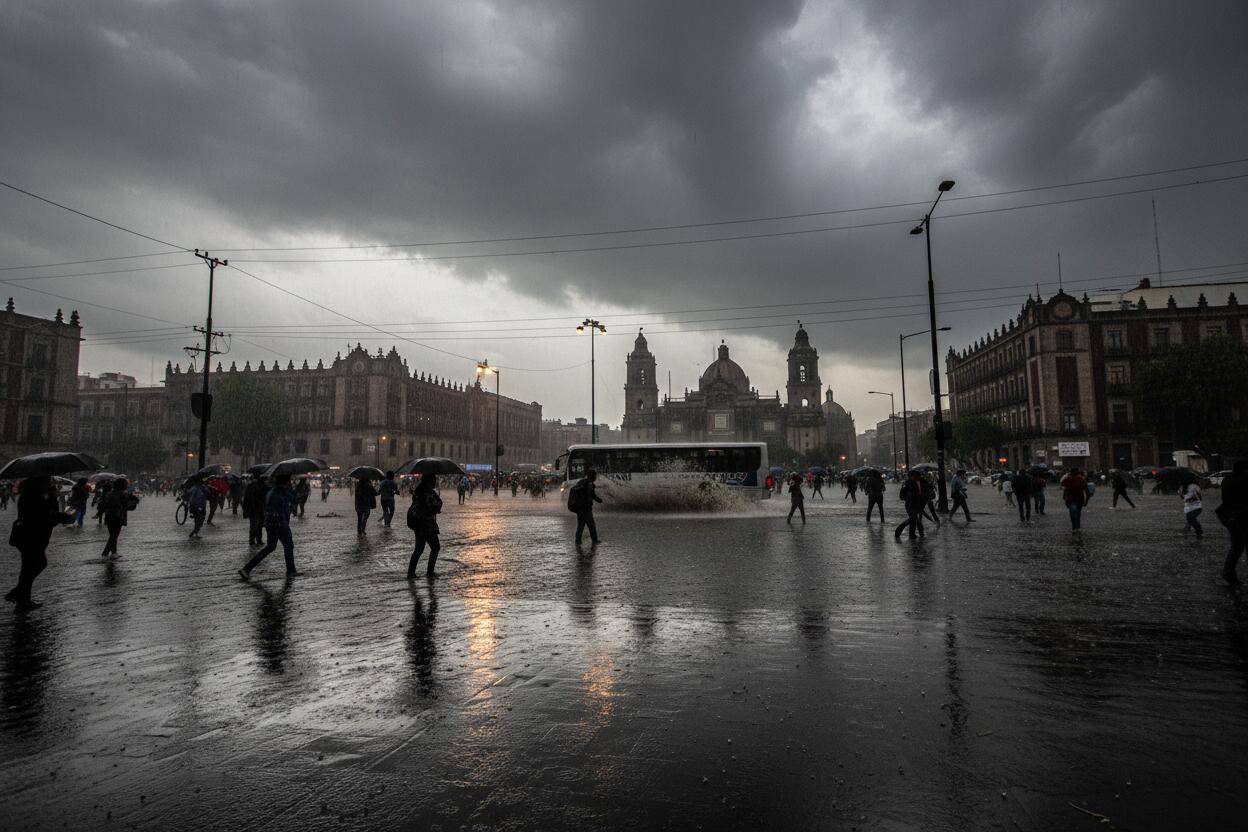 Lluvias intensas y granizo azotan la CDMX este martes