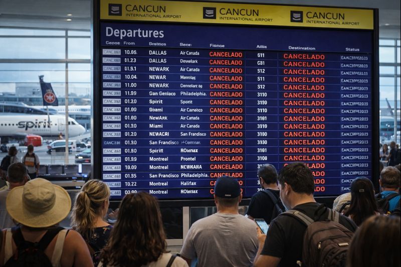 117 vuelos cancelados en Cancún por tormentas en EU y Canadá