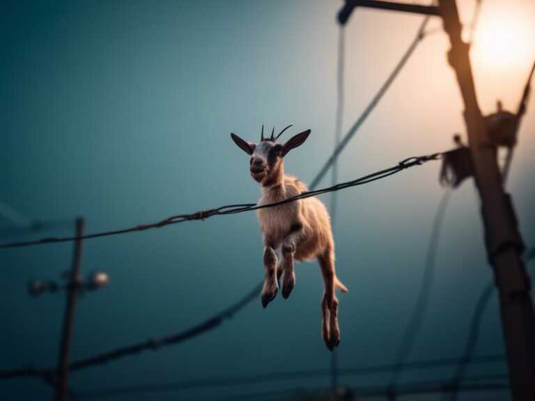 Cabra sorprende al alimentarse sobre cables a seis metros de altura, asombrando a usuarios en redes sociales