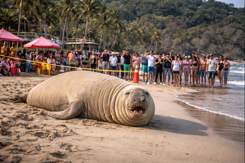 Elefante marino sorprende en playas de Nayarit