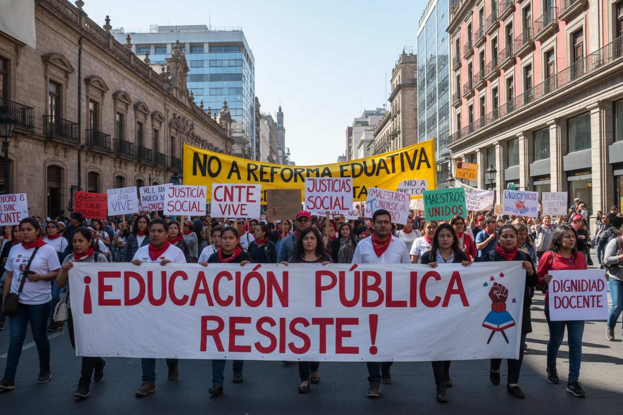 CNTE bloquea Circuito Interior en protesta por agresiones en Oaxaca