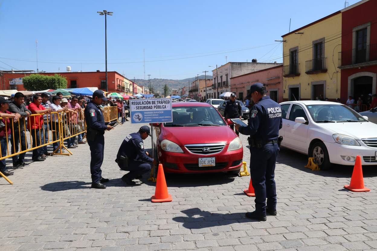 Teoloyucan implementa arañas metálicas para autos estacionados en lugares prohibidos