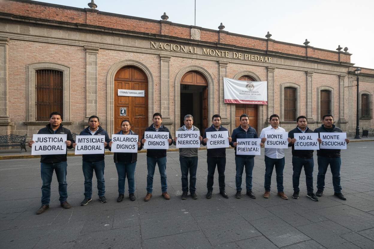Trabajadores del Monte de Piedad en Tabasco cumplen ocho meses en huelga