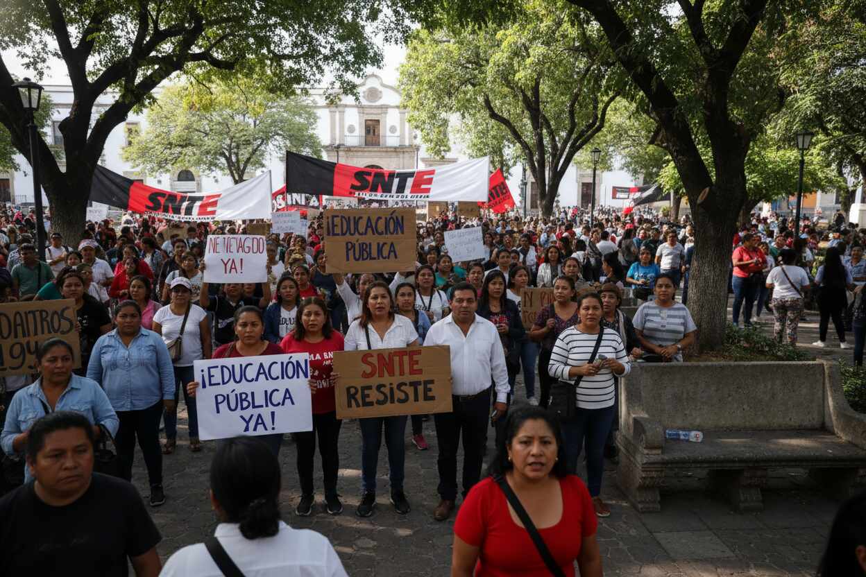Maestros acusan a asistentes del informe de Sheinbaum de ser 'acarreados' en Oaxaca
